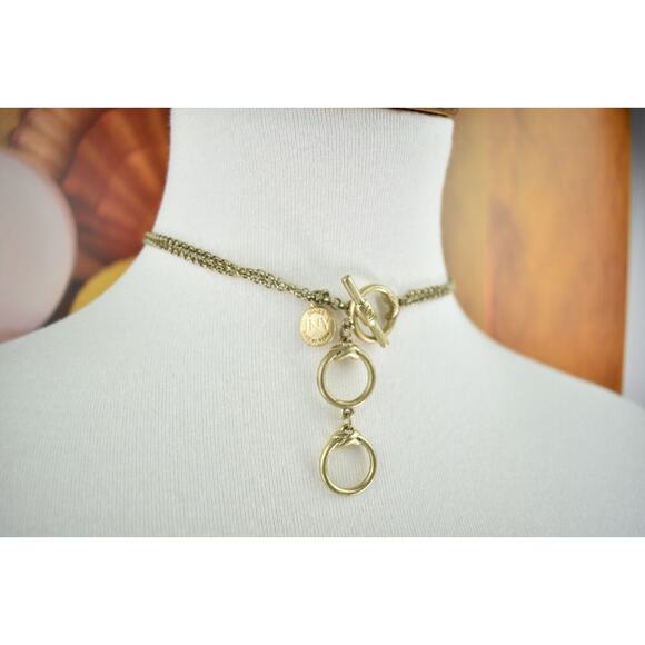 Jones of New York Chunky Clear Gold Tone Beads Collar Necklace 16 inch Extender - Picture 2 of 12